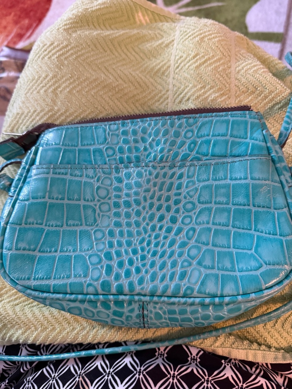 Turquoise Croc-Embossed Crossbody Bag - Patricia Nash